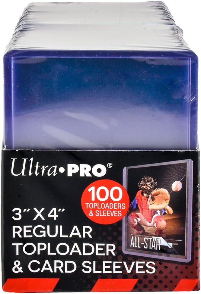 Ultra PRO 3" x 4" Clear Regular TopLoaders For Cards With Card Sleeves Bundle Standard Size 100ct Trading Baseball Toploader Card Sleeve Protectors