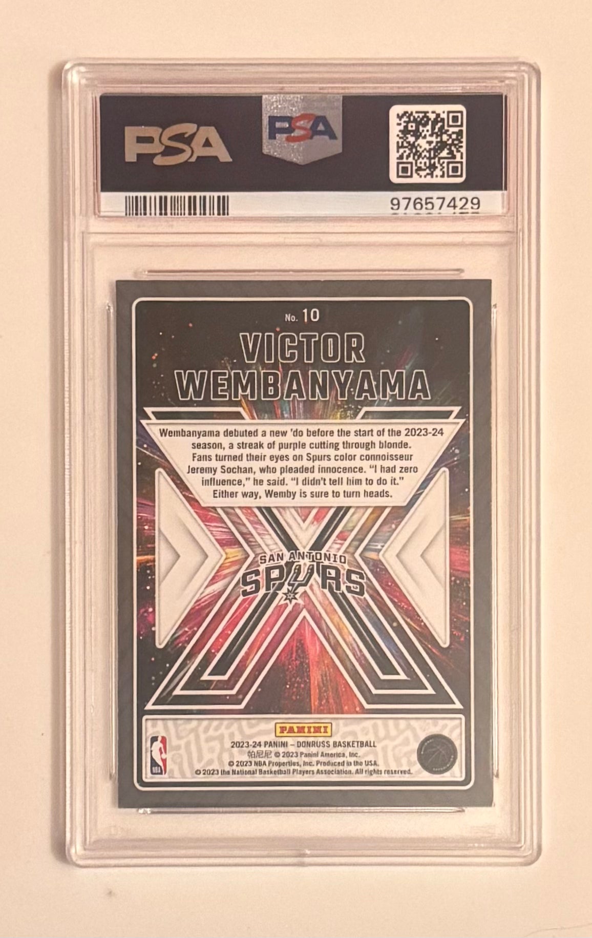 2023 Donruss #10 Victor Wembanyama - RC - Great X-Pectations - PSA NM-MT 8