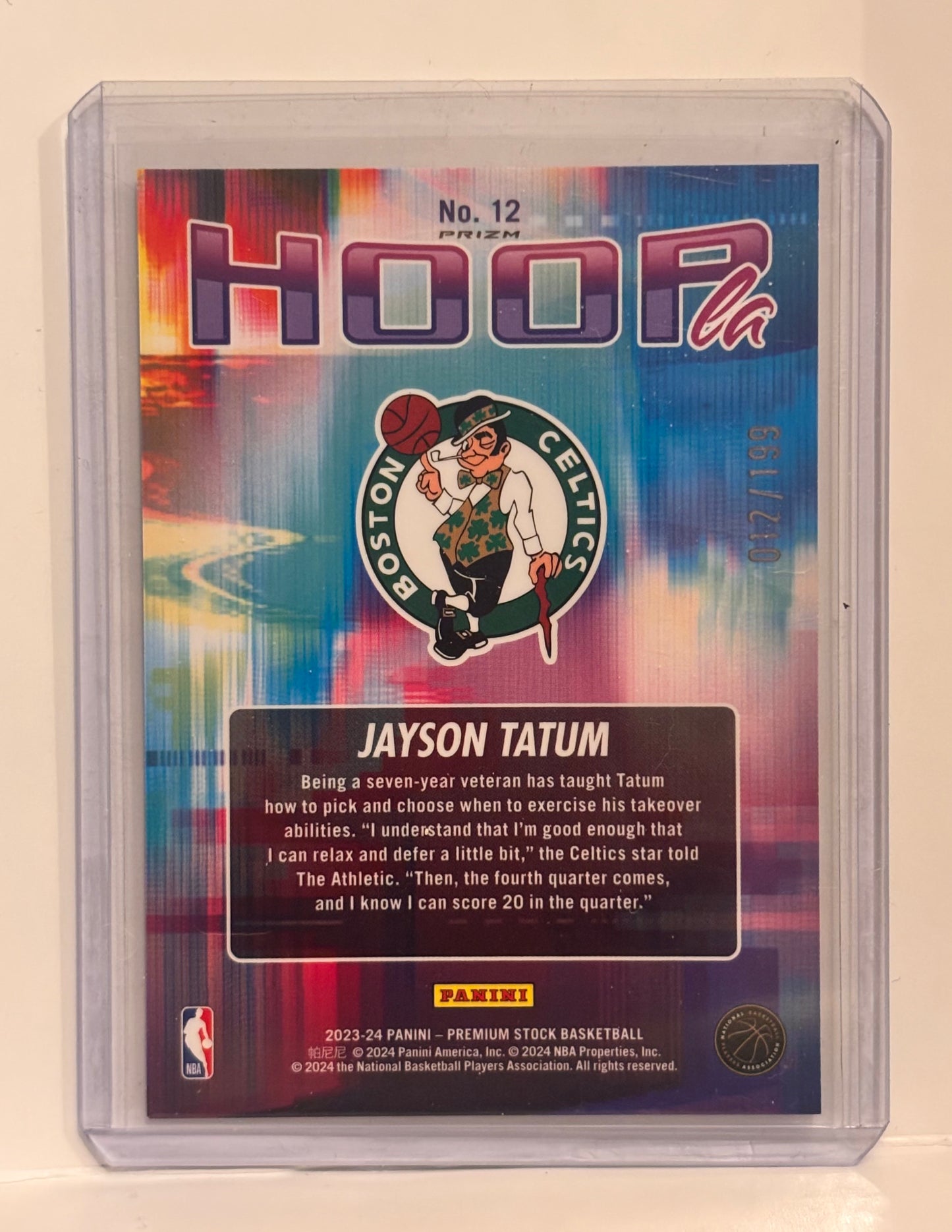 2023-24 Premium Stock #12 Jayson Tatum - Hoopla Seismic Wave Refractor 012/199